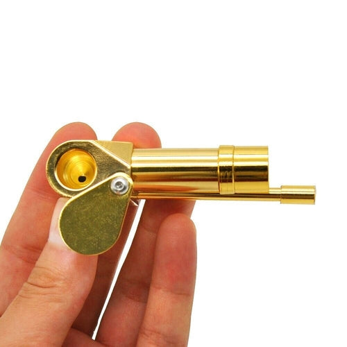 Brass Tobacco Smoking Pipe w/ Stash Storage Cylinder Chamber Metal w/