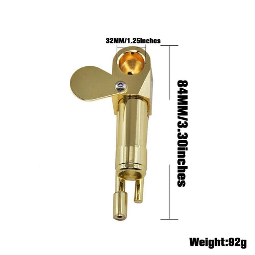 Brass Tobacco Smoking Pipe w/ Stash Storage Cylinder Chamber Metal w/