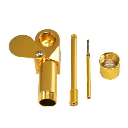 Brass Tobacco Smoking Pipe w/ Stash Storage Cylinder Chamber Metal w/