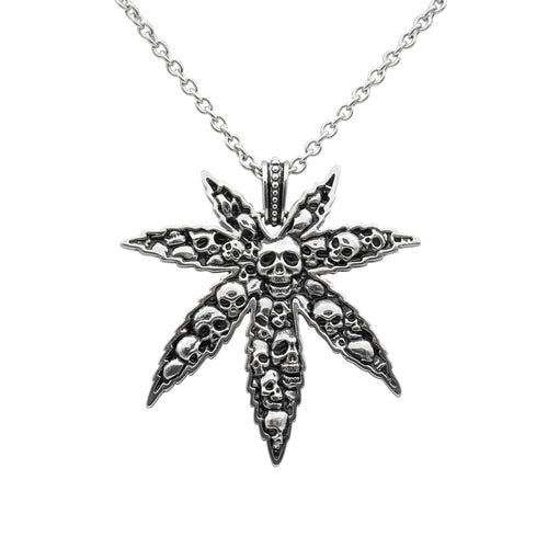 Marijuana Leaf and Skull Necklace